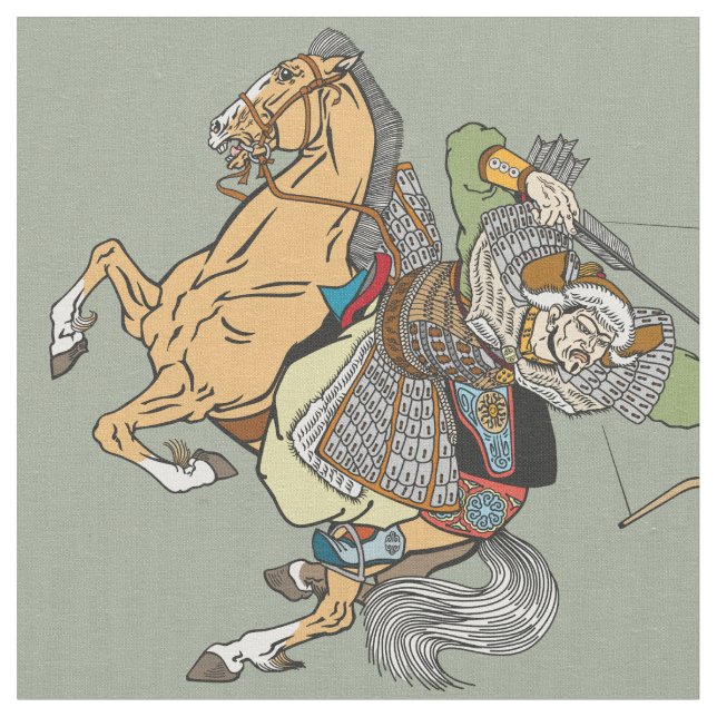 medieval Mongol warrior Fabric (Close Up)