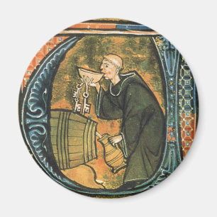 Medieval Monk Tasting Wine Magnet