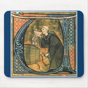 Medieval Monk Tasting Wine Mousepad