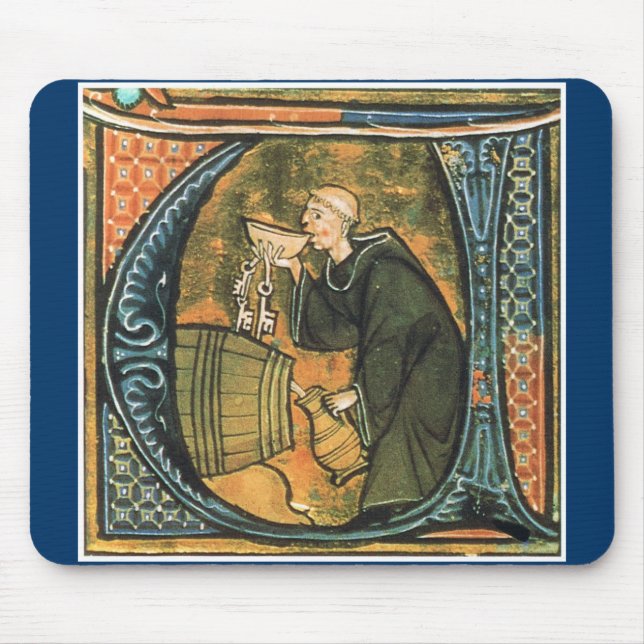 Medieval Monk Tasting Wine Mousepad (Front)