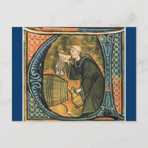 Medieval Monk Tasting Wine Postcard