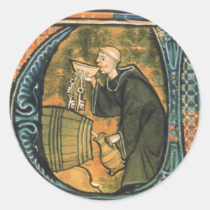 Medieval Monk Tasting Wine Stickers