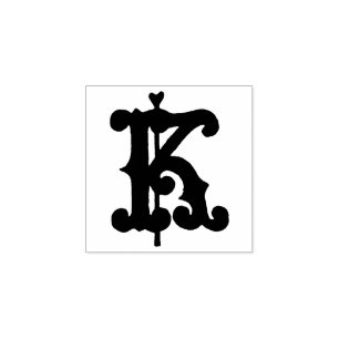Medieval  Monogram Vintage initial  letter K Rubber Stamp