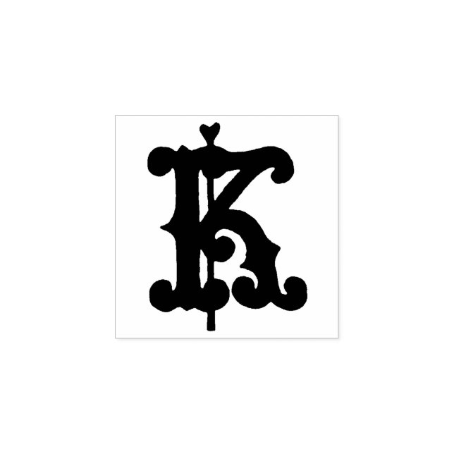 Medieval  Monogram Vintage initial  letter K Rubber Stamp (Imprint)