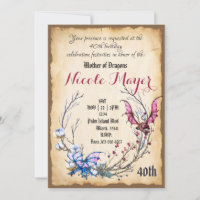 Medieval Mother of Dragon 40th Birthday Invitation