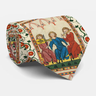 MEDIEVAL MUSIC AND MUSICIANS ,ANTIQUE MINIATURE TIE