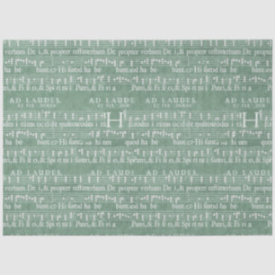 Medieval Music Manuscript Teal Green Tissue Paper