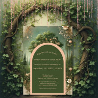 Medieval mystic fantasy engraving Forest Wedding