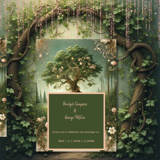 Medieval mystic fantasy engraving Forest Wedding Invitation (Creator Uploaded)