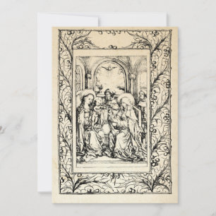 Medieval Nativity Mary and Jesus Holy Border Holid Holiday Card