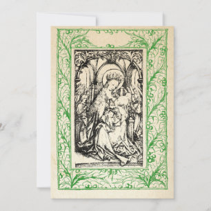 Medieval Nativity Mary and Jesus Holy Border Holid Holiday Card