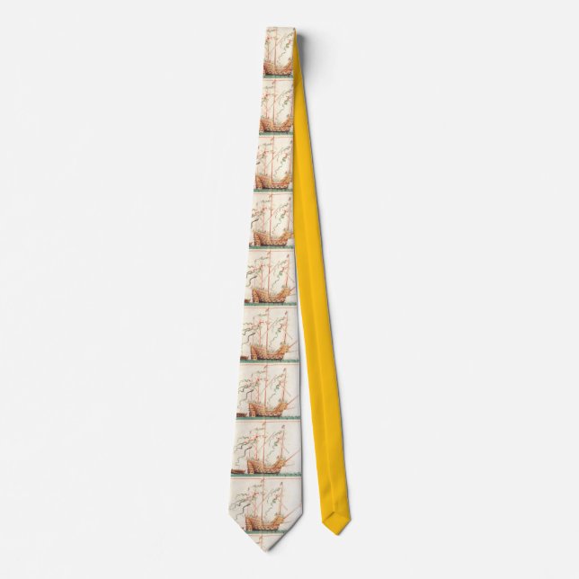 Medieval Naval Ship Fine Art Tie (Front)