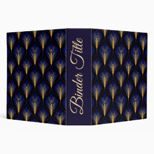 Medieval Navy with Gold Feathers Binder