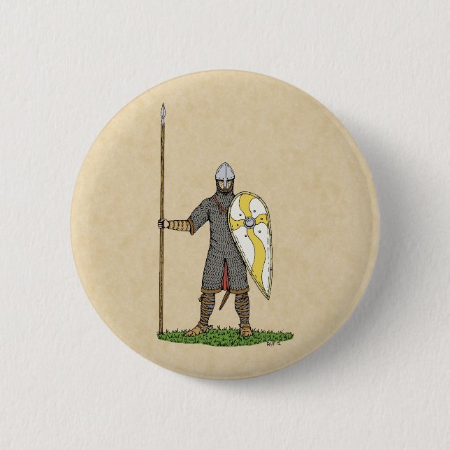 Medieval Norman Knight Circa 1066 2 Inch Round Button (Front)