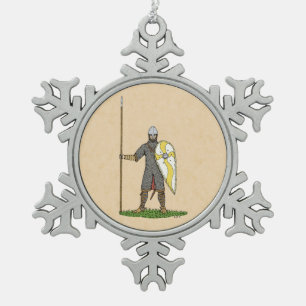 Medieval Norman Knight Circa 1066 Snowflake Pewter Christmas Ornament
