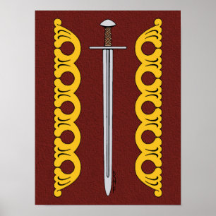 Medieval Norman Sword and Decorative Bands Poster