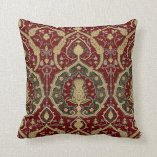 Medieval Oriental Brocade Pattern Throw Pillow