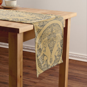 Medieval Oriental Griffins And Lions Pattern Short Table Runner