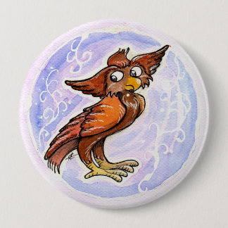 medieval owl 4 inch round button