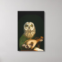Medieval Owl Plays the Lute - Anthropomorphic Art