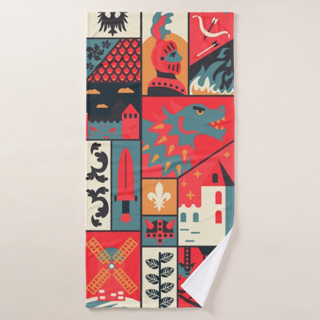 Medieval pattern seamless design. Decoration texti Bath Towel (Bath Towel)