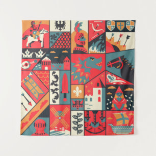 Medieval pattern seamless design. Decoration texti Tapestry