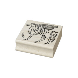 medieval pegasus art stamp