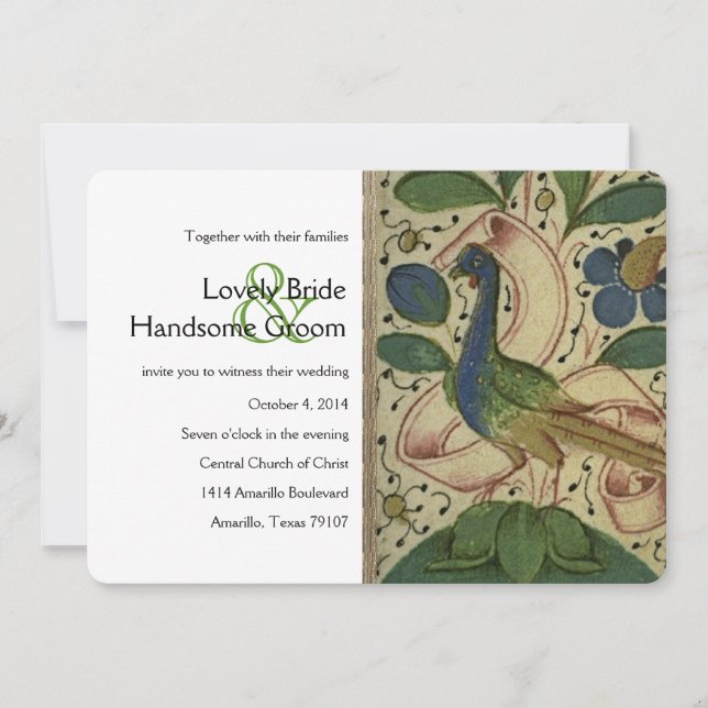 Medieval Pheasant Vintage Wedding Invitation (Front)
