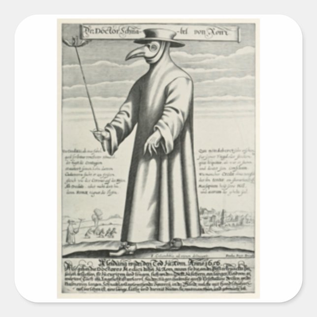 Medieval Plague Doctor Square Sticker (Front)