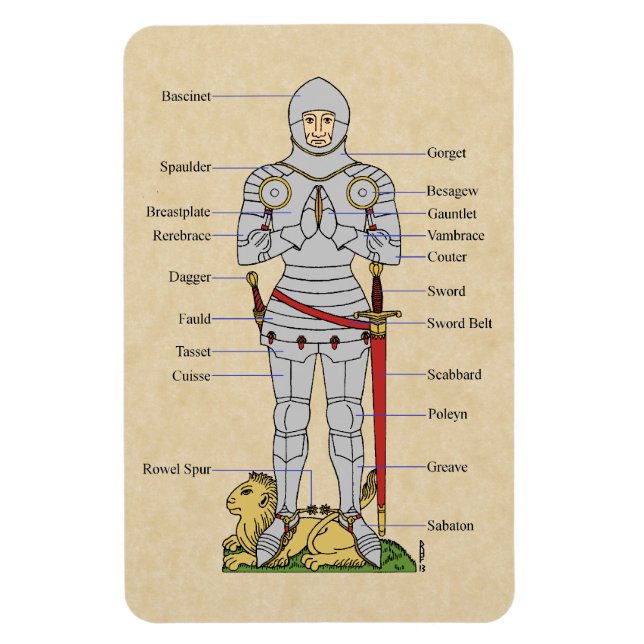 Medieval Plate Armor Circa 1430 Magnet (Vertical)
