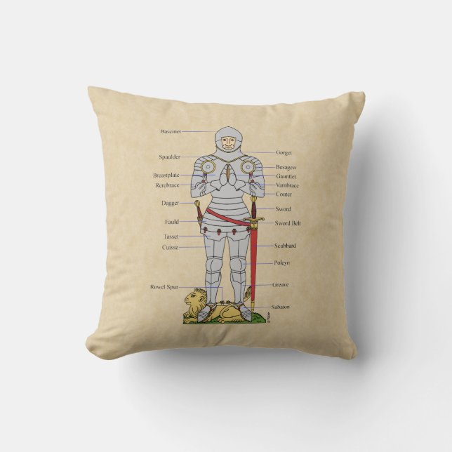 Medieval Plate Armour Circa 1430 Throw Pillow (Front)