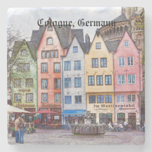 Medieval Plaza Cologne Germany Stone Coaster