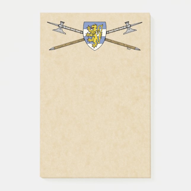 Medieval Poleaxes and Shield Post-it Notes (Front)