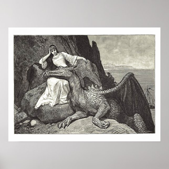 Medieval Queen and Her Pet Dragon Poster (Front)
