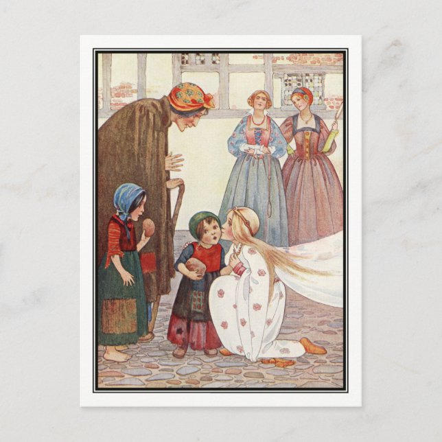 Medieval Queen Giving Bread by Millicent Sowerby Postcard (Front)
