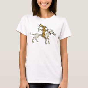 Medieval Rabbit Riding Dog and Holding Snail T-Shirt