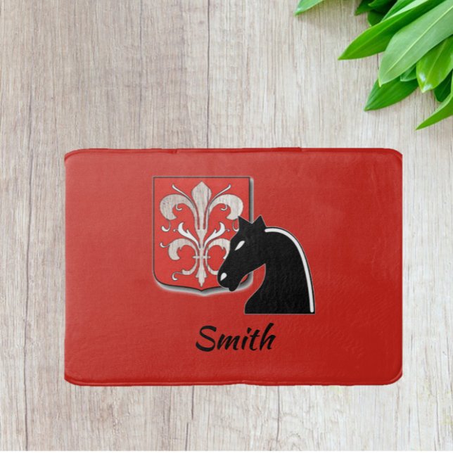 Medieval Red and Black Knight and Shield  Bath Mat (Creator Uploaded)