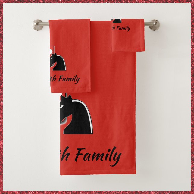 Medieval Red and Black Knight and Shield  Bath Towel Set (Creator Uploaded)