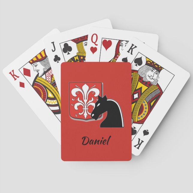 Medieval Red and Black Knight and Shield  Playing Cards (Back)