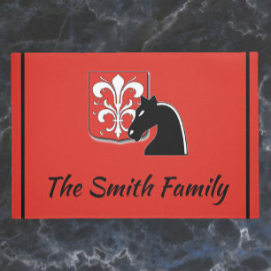 Medieval Red and Black Knight Family Doormat