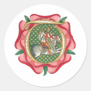 Medieval Red Rose Classic Round Sticker