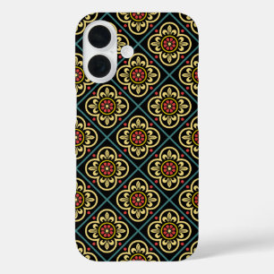 Medieval Red Yellow Flower Lilies Vintage Pattern iPhone 16 Case