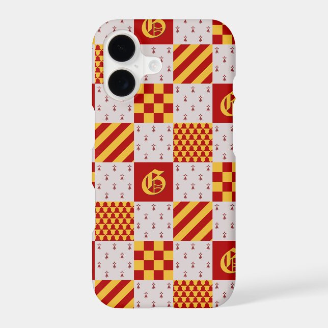 Medieval Red Yellow Vair Ermine Heraldic Pattern (Back)
