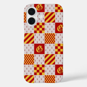 Medieval Red Yellow Vair Ermine Heraldic Pattern iPhone 16 Case