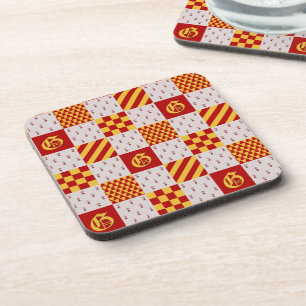Medieval Red Yellow Vair Ermine Heraldic Pattern Coaster