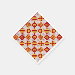 Medieval Red Yellow Vair Ermine Heraldic Pattern N Napkin