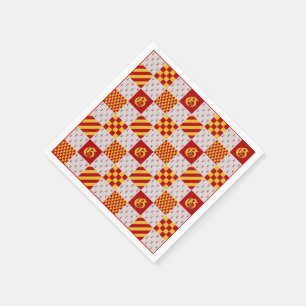 Medieval Red Yellow Vair Ermine Heraldic Pattern N Napkin
