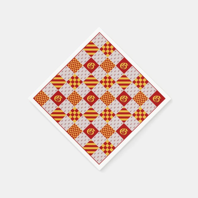 Medieval Red Yellow Vair Ermine Heraldic Pattern N Napkin (Corner)