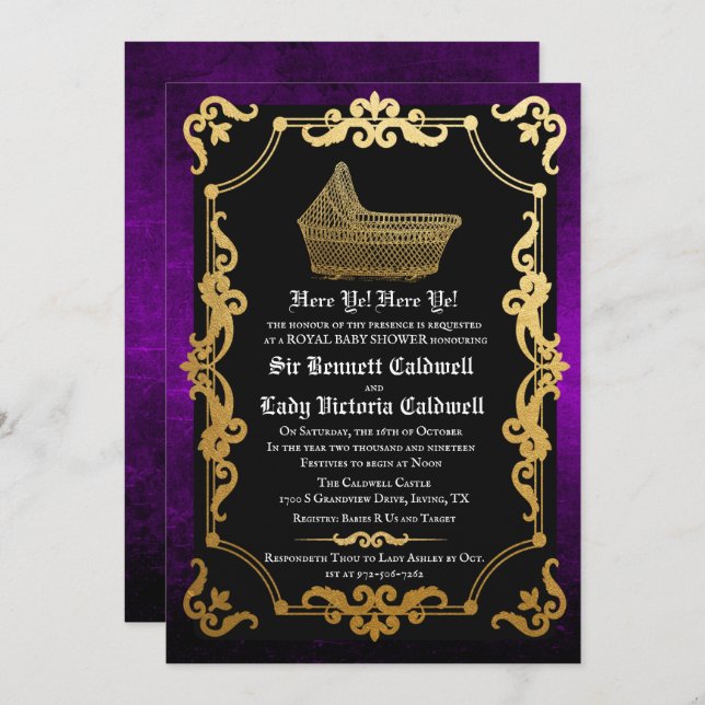 Medieval Renaissance Baby Shower Invitation (Front/Back)