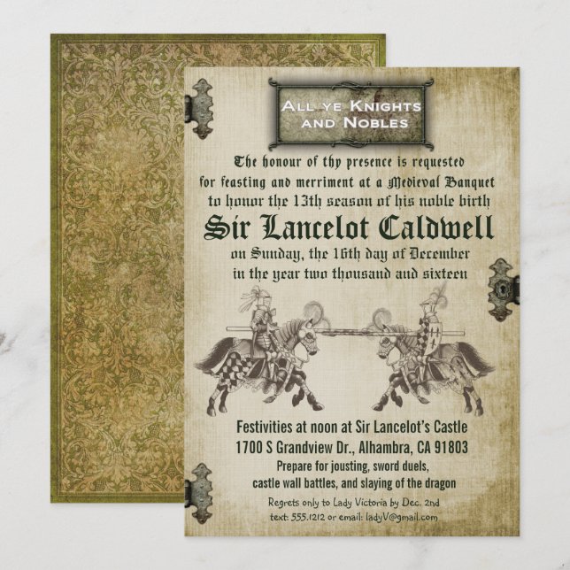 Medieval Renaissance Birthday Wedding Invitation (Front/Back)